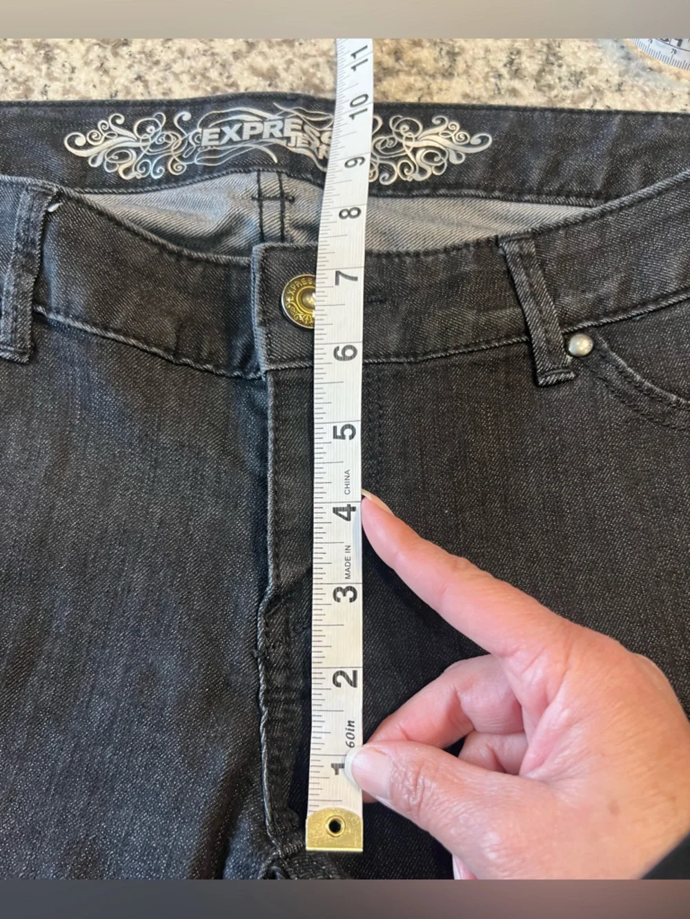 Express Zelda Dark Grey/Black Low Rise Skinny/Slim Fit Jeans - Picture 4 of 10